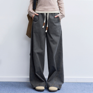 纯色休闲裤 万有引力博物馆 wink ü线下店同款 宽松阔腿长裤