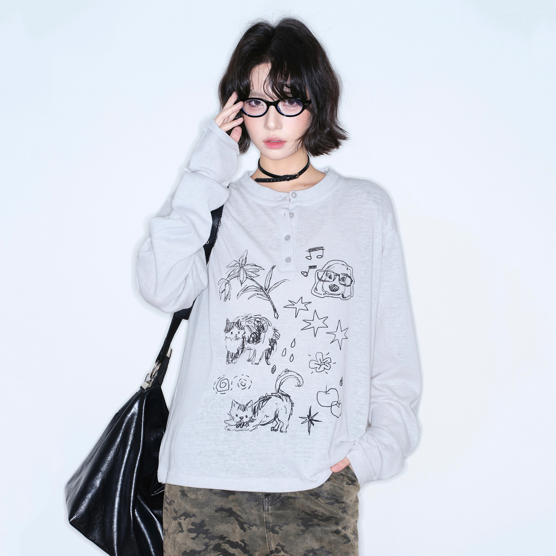 万有引力博物馆 " wink ü线下店同款 "旧日来信 轻薄面料长袖T恤