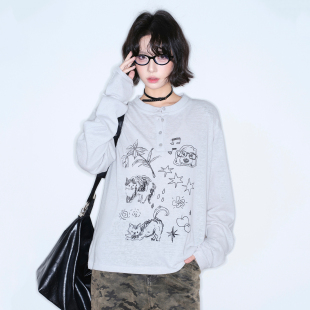 轻薄面料长袖 万有引力博物馆 旧日来信 ü线下店同款 T恤 wink