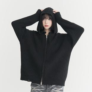 2024新款 万有引力博物馆 女秋季 连帽针织衫 宽松外搭上衣 拉链开衫