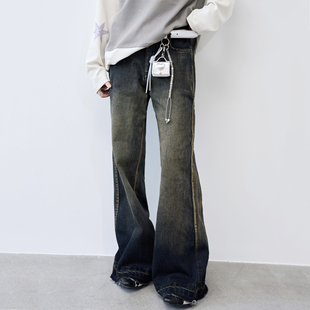 原创设计豹纹拼接牛仔裤 ü线下店同款 女 wink 万有引力博物馆