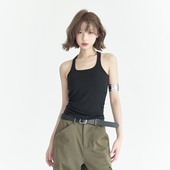 日常百搭无袖 万有引力博物馆 纯色打底背心女带胸垫修身 内搭上衣