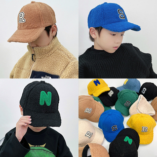 儿童帽子中大童冬季保暖防风童帽男童羊羔绒鸭舌暖女童时尚棒球帽