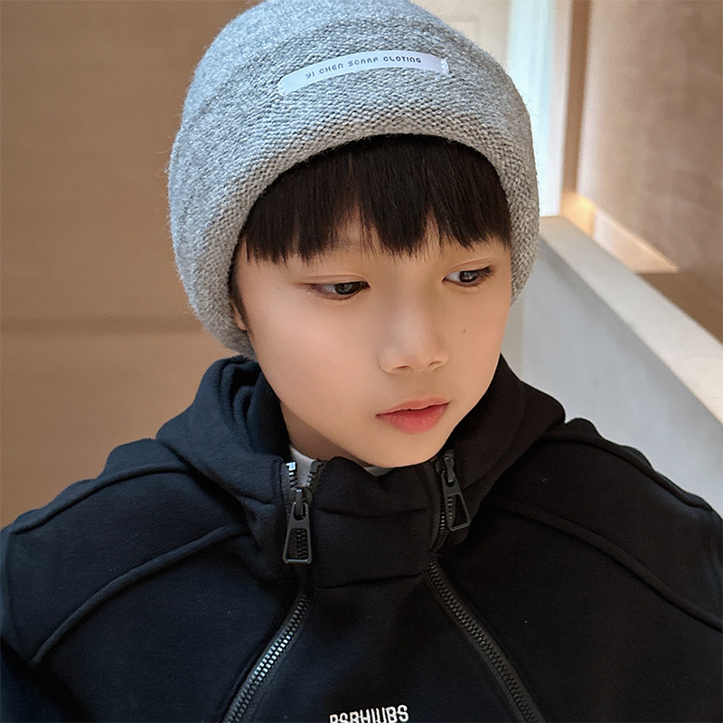 ins韩国儿童帽子秋冬男童毛线帽针织帽中大童女童宝宝保暖护耳帽