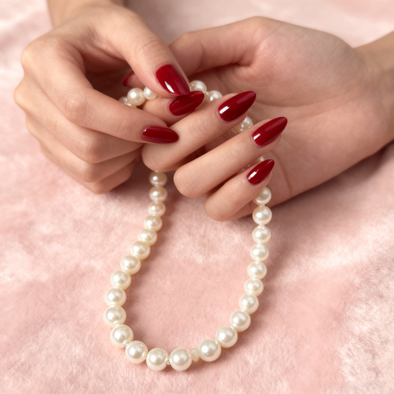 2026高端COS穿戴甲便捷喜庆红红火火色中短款水滴同款显白可拆卸