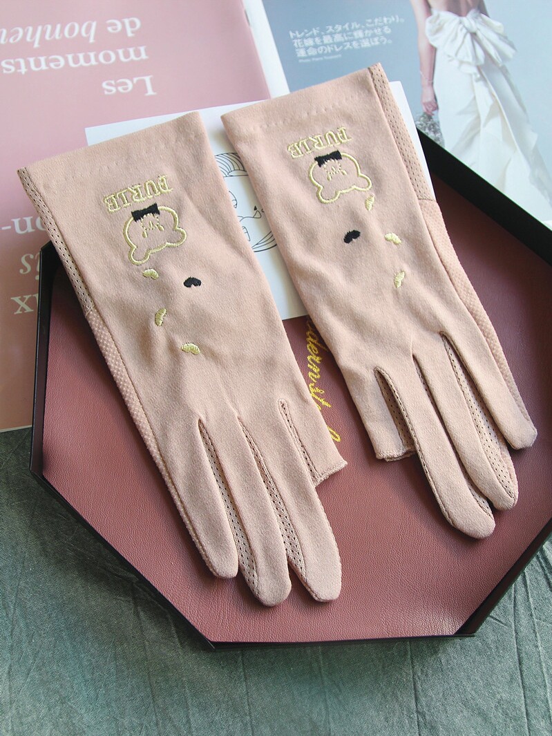 여성용 얇은 자외선 차단 장갑 운전용 자외선 차단 여름 라이딩용 미끄럼 방지 매니큐어 반손가락 차 따기 손 보호 면장갑