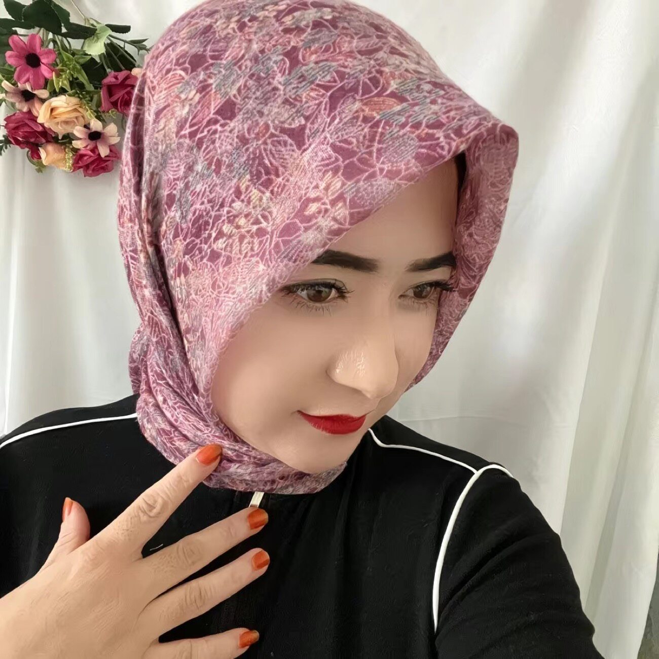 夏季爆款重工高温烫钻软纱盖头面料柔软舒适透气百搭薄款