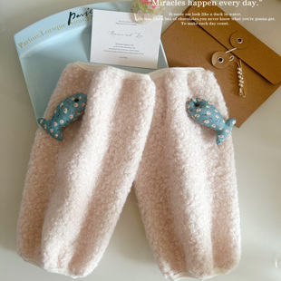 新款 办公羽绒服护袖 长款 套防脏保暖套袖 学生女韩 毛绒袖 2025秋冬季