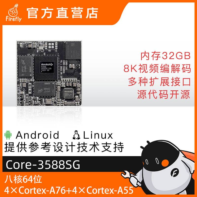 拍前询价Core-3588SG 8K AI核心板Cortex-A76 BGA封装6TOPS RK358