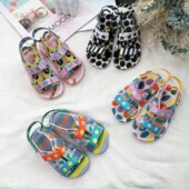 2022夏季 魔术贴露趾 莎儿童迷彩彩绘男女童果冻休闲凉鞋 新款 梅