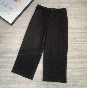 断码亏清~柔软舒适高端定制厚毛呢料8/9分显瘦直筒阔腿裤靴裤女冬