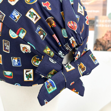 魔茧@旅游日记 深色纯棉卡通绑带手术室花帽美容院早餐店工作帽子