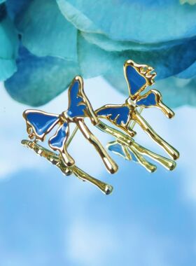 【林中蝶】油画感蓝色蝴蝶耳钉超仙气质夏天森系小清新精致耳环