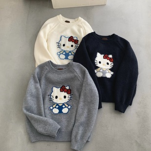 保暖毛衣女秋冬可爱风套头圆领常规加厚百搭减龄针织上衣打底衫