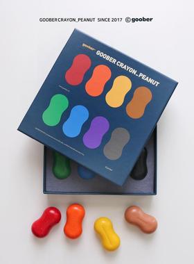 韩国Goober花生蜡笔婴儿大豆制不脏手无毒油画棒涂色绘本儿童蜡笔