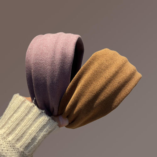 (B)秋冬复古毛呢宽边发箍女高级感纯色百搭顶头箍洗脸化妆压发