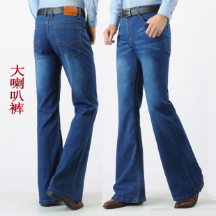 80年代喇叭裤男大脚口微喇裤阔脚喇叭裤弹力修身男款大喇叭裤加长
