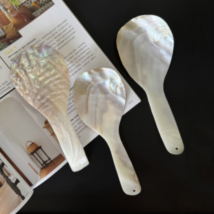 天然贝壳饭勺 无漆无蜡无涂层环保耐用 家用餐厅精美一体彩贝餐具