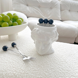 ins阿波罗艺术浮雕杯陶瓷蛋糕水果签果叉收纳筒套装 创意桌面摆件