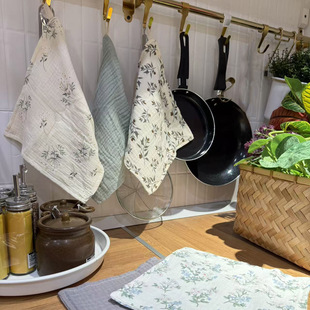 小碎花餐垫杯垫桌布100%纯棉纱布擦手巾厨用抹布餐巾茶巾吸水方巾