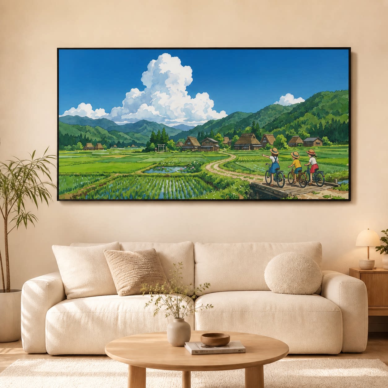 宫崎骏新海诚治愈系客厅横版挂画图片