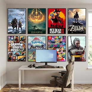 游戏海报装 Switch主机马里奥宿舍壁画 饰画电竞房间背景墙挂画ps5