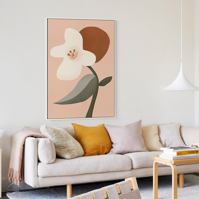 北欧清新壁画花卉插画一枝花装饰画客厅沙发背景墙装饰画卧室挂画