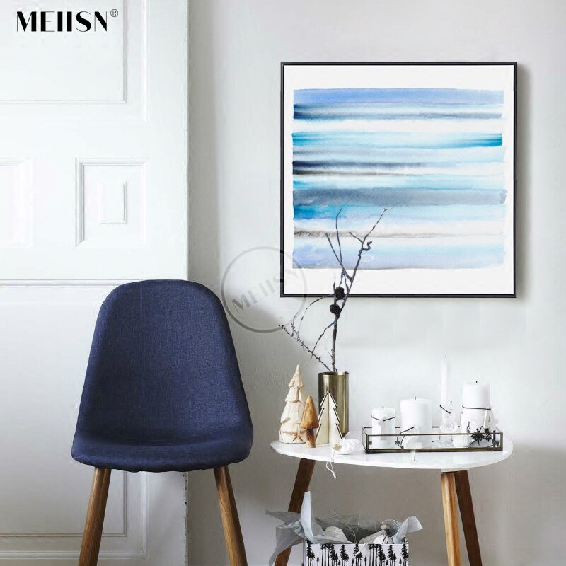 湛蓝 现代简约水彩抽象画客厅无框画帆布装饰画油画挂画餐厅玄关