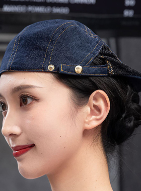 厨师帽子男女透气服务员贝雷帽