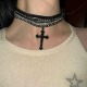 原创自制多层镶钻铆钉朋克小众摇滚十字架项链锁骨链颈链饰品