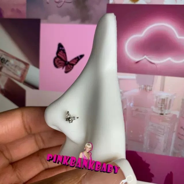 欧美ins外贸蝴蝶锆石L型鼻钉穿刺饰品Butterfly L Bend Nose Ri