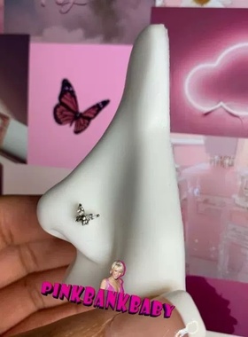 欧美ins外贸蝴蝶锆石L型鼻钉穿刺饰品Butterfly L Bend Nose Ri