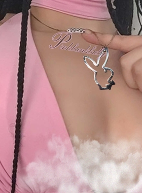 原创自制小众镂空兔子吊坠项链