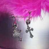 原创设计自制y2k个性 小众辣妹重工钛钢十字架肚脐钉穿刺饰品