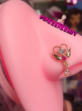 欧美外贸ins辣妹锆石吊坠L型鼻钉穿刺饰品Dangling Nose Ring