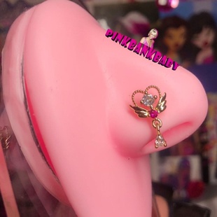 欧美外贸ins辣妹锆石吊坠L型鼻钉穿刺饰品Dangling Nose Ring