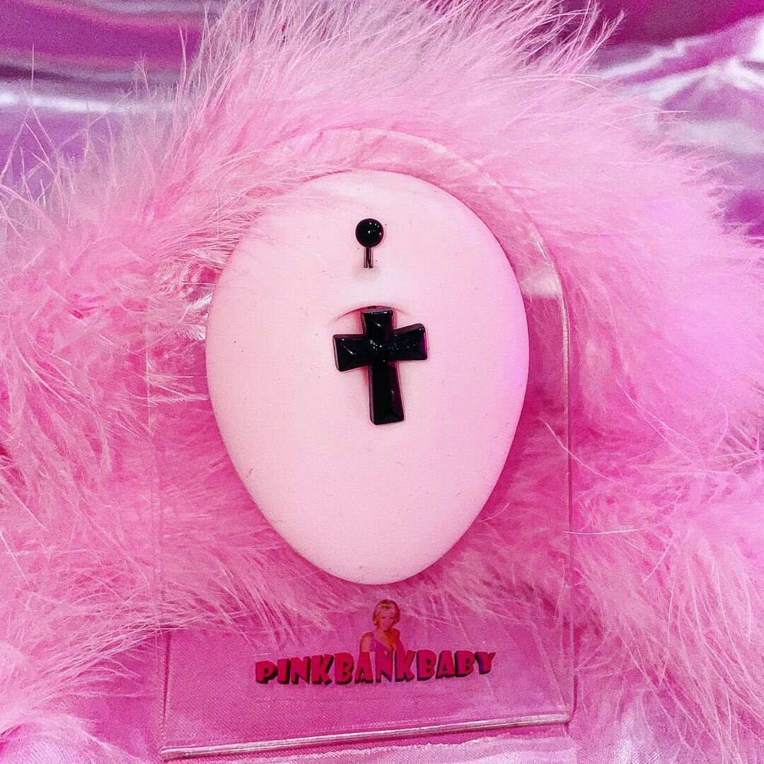 pinkbankbaby小众y2k个性朋克亚文化亚克力十字架肚脐钉人体穿孔