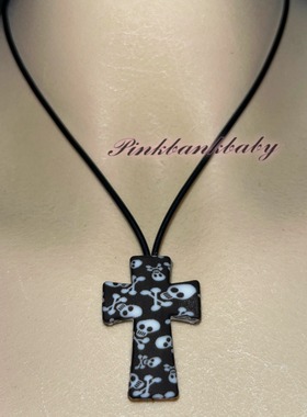 骷髅十字架项链硅胶小众男女通用