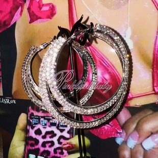 原创自制个性涉谷辣妹y2k美式复古2000s夸张镶钻大耳圈耳环耳饰女