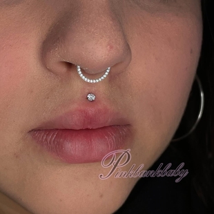 pinkbankbaby钛合金g23镶钻植入级多用途鼻中隔鼻环耳环穿孔饰品