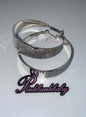 pinkbankbaby辣妹基础款*银色闪片bling大圈耳环耳圈耳饰