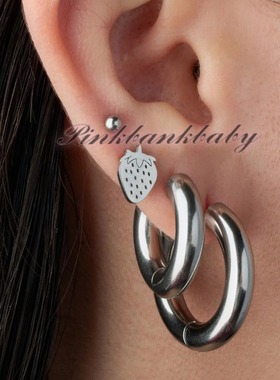 316L Stainless Steel 5mm Thick Hinged Round Hoop Earrings