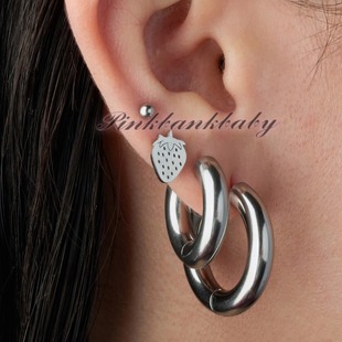 5mm Thick Hinged 316L Hoop Steel Round Earrings Stainless
