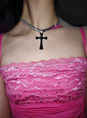 原创设计手作y2k原宿辣妹个性蛇骨链重工十字架星星项链轻小众奢