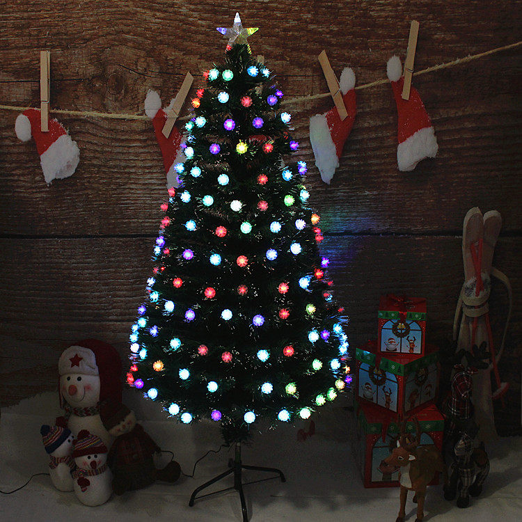 圣诞节装饰品七彩发光松果光纤圣诞树1.5m1.8mLED闪光仿真圣诞树
