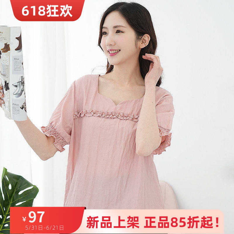艾依琪格大码短袖胖mm显瘦遮肚子蕾丝拼接雪纺衫2025年胖妹妹上衣
