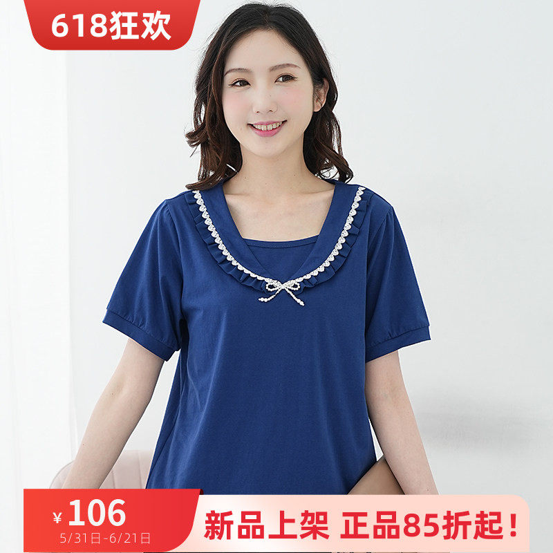 艾依琪格2026年春季大码女装胖mm气质韩版蕾丝短袖T恤胖妹妹上衣