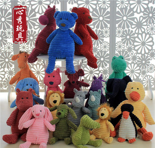 可爱女生狐狸毛绒玩具灯芯绒小猪玩偶条纹公仔兔子娃娃安抚儿童