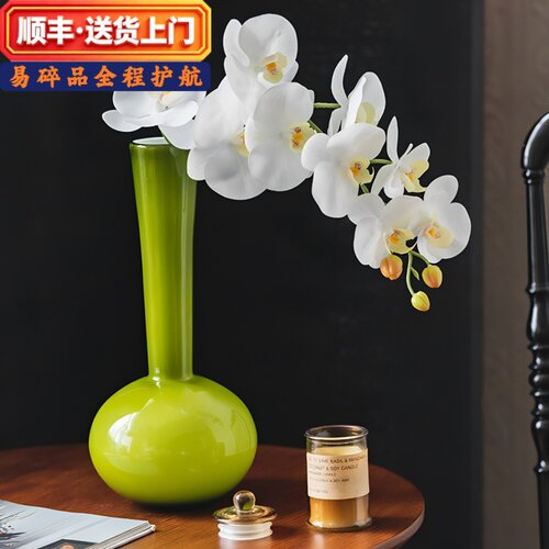 顺丰家居天鹅颈橄榄绿花瓶
