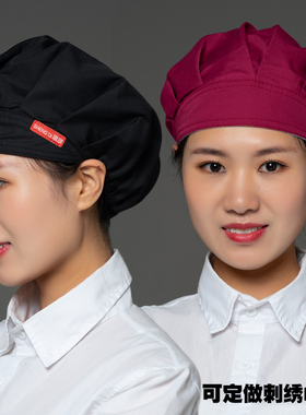 厨师帽女可调节做饭防油烟卫生护士工作厨师帽子防掉发美容帽子冬